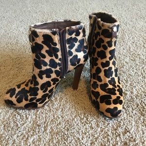 Tory Burch Leopard Print Calf Hair Booties